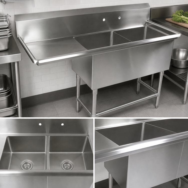 Product image #3 for John Boos Pro-Bowl 2-Compartment Stainless Steel Sink with 30-Inch Left Drainboard