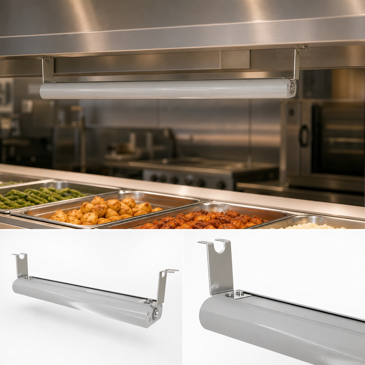 Product image #3 for Vollrath 84-Inch Single Unlighted Low Profile Heat Strip, 208V, Chrome Powder Coat