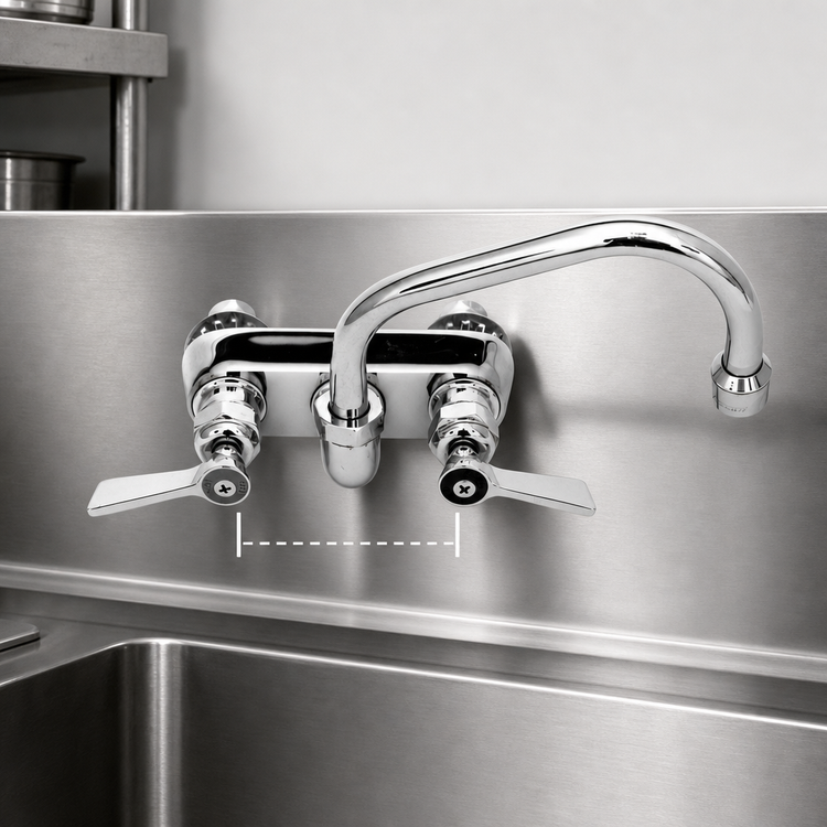 Product image #3 for Fisher 4-Inch Centers Backsplash Mount Faucet with 6-Inch Swing Spout and Lever Handles