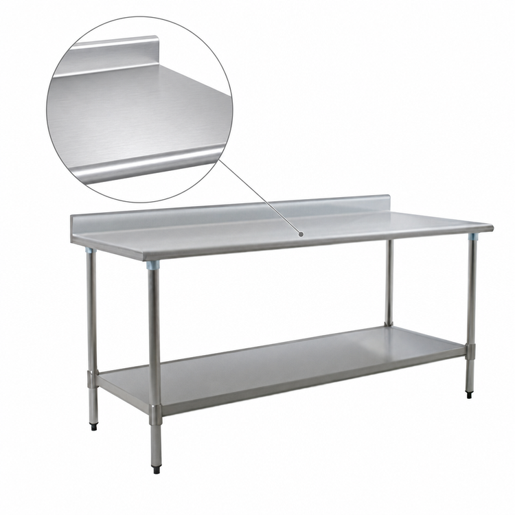 Product image #3 for BlendPort® Budget Series 48"W x 24"D Stainless Steel Work Table with 4-1/2" Backsplash and Undershelf