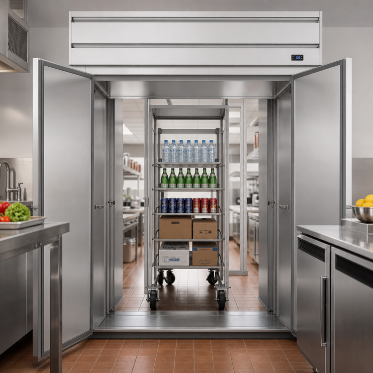 Product image #3 for Beverage-Air P-Series Two-Section Roll-Thru Refrigerator, 78.49 Cu. Ft., Standard Depth, Top-Mounted Self-Contained