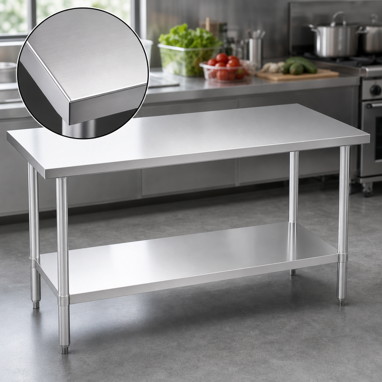Product image #3 for Stainless Steel Work Table with Galvanized Undershelf and Posts, 60 x 30 x 36 Inches