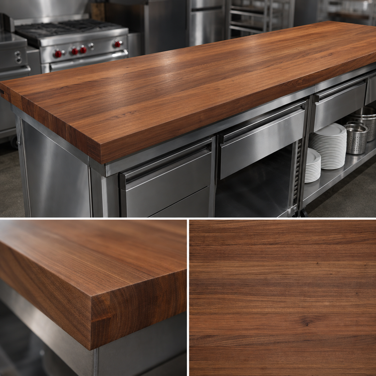 Product image #3 for John Boos Boos Block 96-Inch x 30-Inch Edge Grain Walnut Kitchen Countertop with Varnique Finish