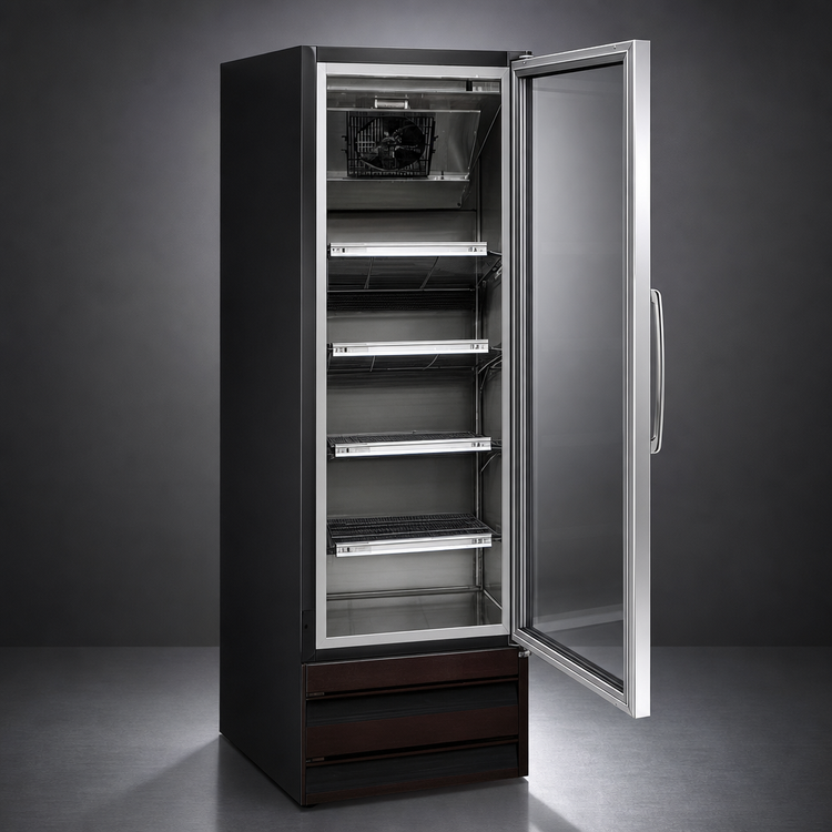 Product image #4 for Howard-McCray One-Section Glass Door Refrigerator Merchandiser, 22 Cu. Ft., Bottom-Mount Self-Contained, Black