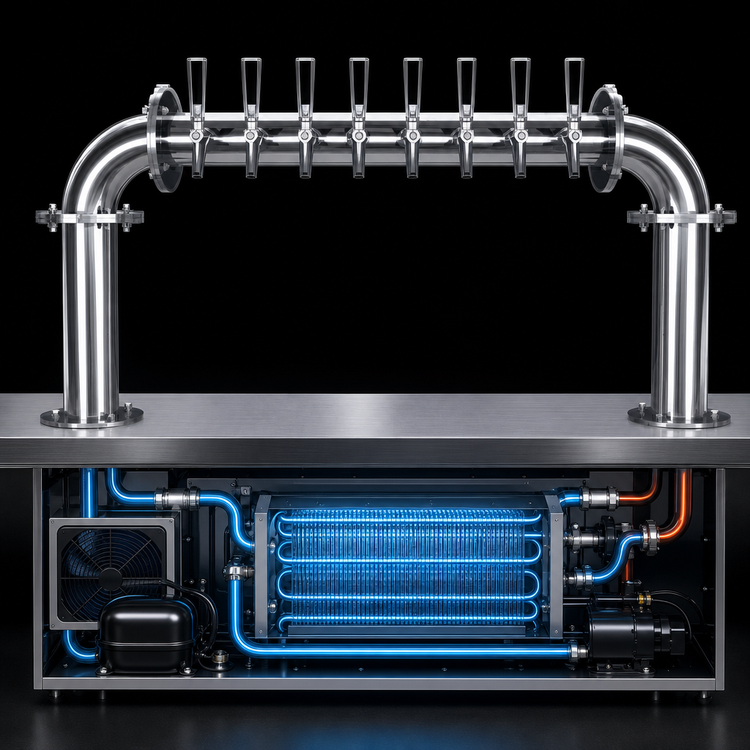 Product image #3 for Biergarten U-Shaped Countertop Glycol-Cooled 8-Faucet Draft Beer Tower
