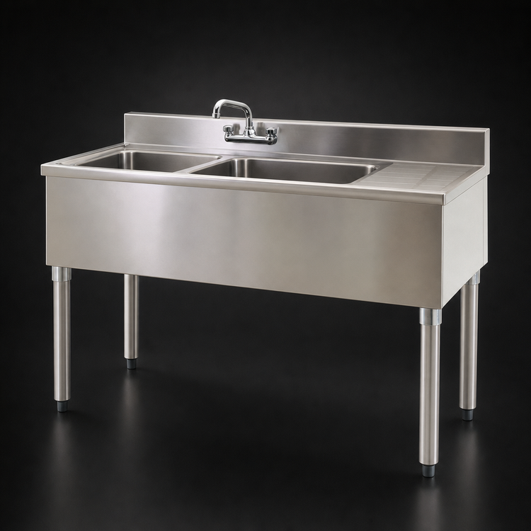 Product image #3 for Eagle Group 1800 Series 48-Inch Two-Compartment Underbar Sink Unit with Right Drainboard