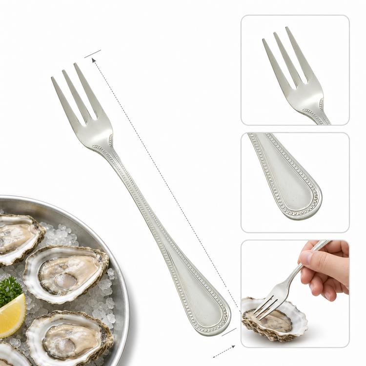 Product image #4 for Winco Deluxe Pearl 5-3/8 Inch Oyster Fork, 18/8 Stainless Steel, Extra Heavy Weight, Mirror Finish