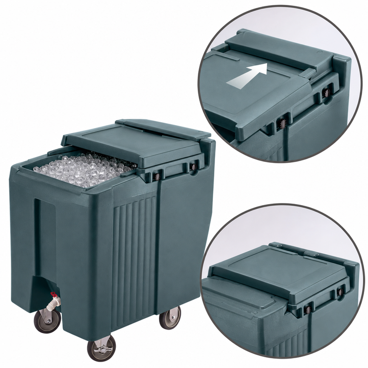 Product image #4 for Cambro SlidingLid Mobile Ice Caddy with Sliding Lid, 175 lb Capacity, Granite Gray