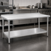 Thumbnail image #3 for Eagle Budget Series 120-Inch x 24-Inch 430 Stainless Steel Work Table with Rear Upturn and Adjustable Undershelf