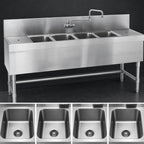 Thumbnail image #3 for Eagle Group Spec-Bar B4-4-19 Four-Compartment Underbar Sink, 48"W x 19"D, 304 Stainless Steel, No Drainboards, with Faucet