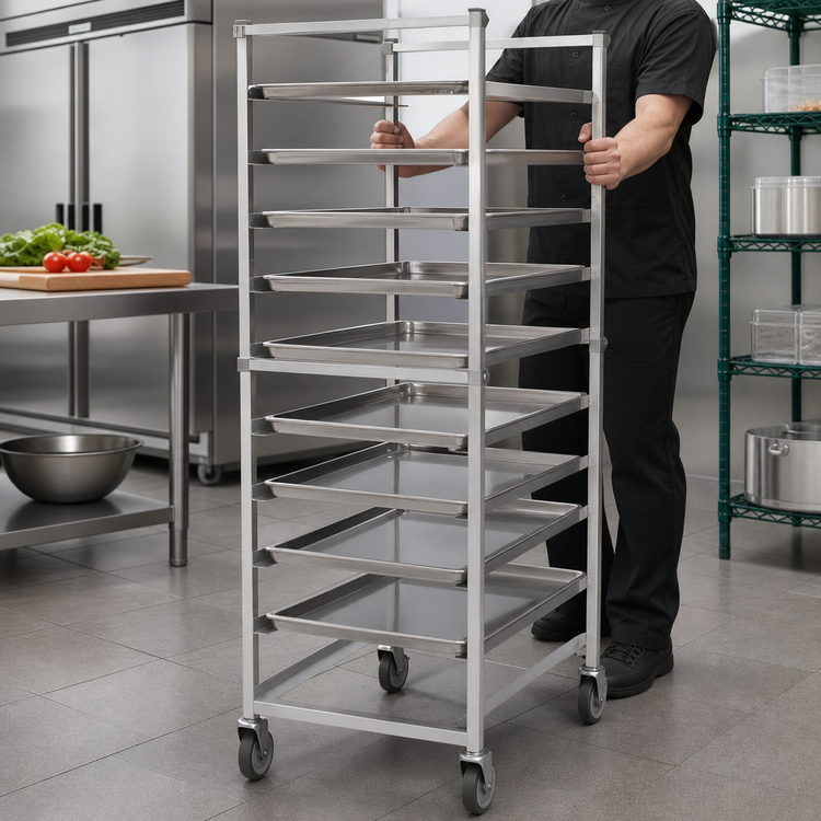 Product image #3 for Panco Mobile Full-Height Stainless Steel Utility Rack for 18 x 26 Trays