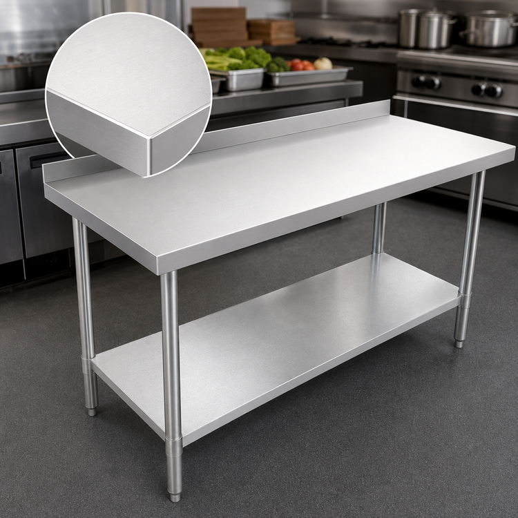 Product image #3 for Stallion Economy 84" x 30" Stainless Steel Top Work Table with Rear Riser and Undershelf