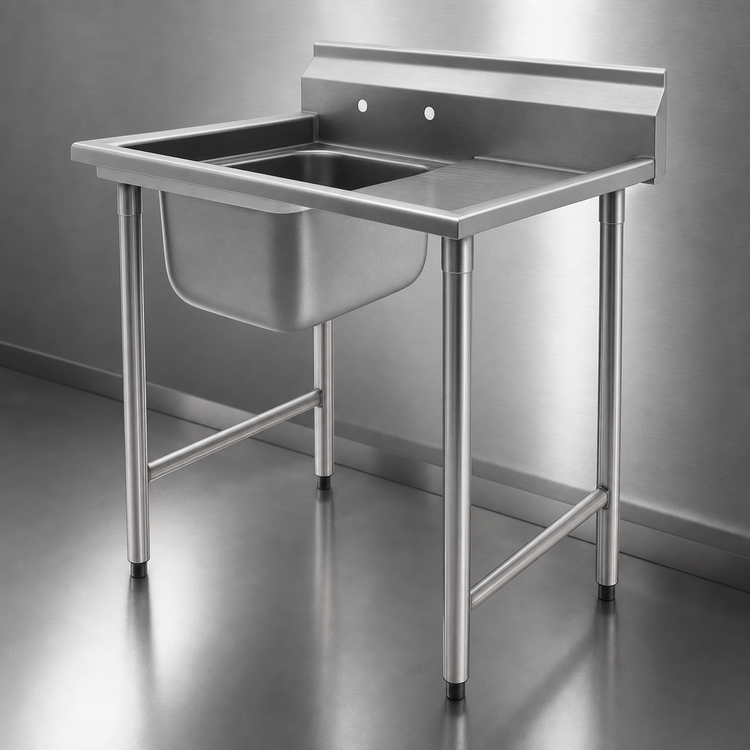 Product image #3 for Eagle Group 412 Series 38-7/8-Inch Single Compartment 430 Stainless Steel Sink with 18-Inch Right Drainboard