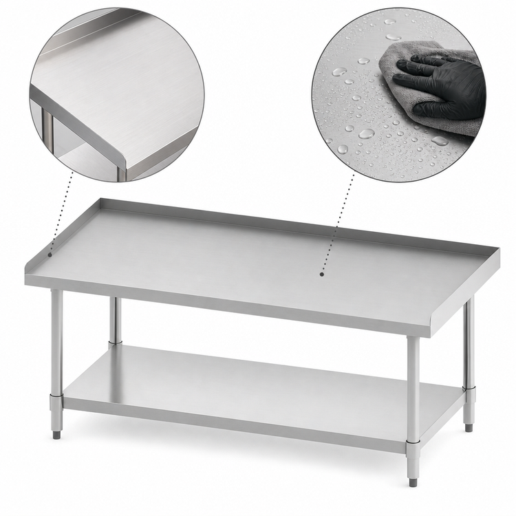 Product image #3 for Winco Stainless Steel Equipment Stand with Galvanized Undershelf, 60 x 30 x 24 Inches