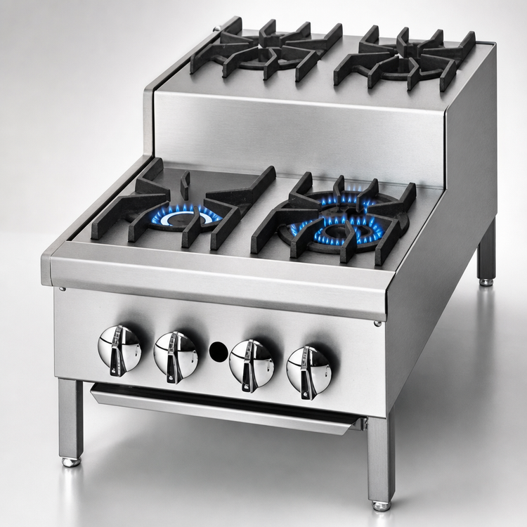Product image #3 for Supreme 12-Inch Countertop Gas Step-Up Hotplate with 1 Open Burner and 1 Step-Up Open Burner