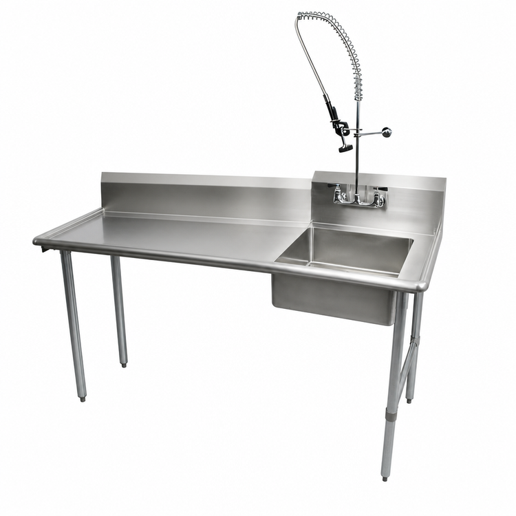 Product image #3 for BK Resources 72-Inch Straight Right-to-Left Soiled Dish Table with Pre-Rinse Sink and Faucet