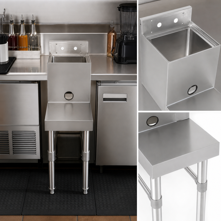 Product image #3 for John Boos 18-Inch Freestanding Underbar Blender Station with Dump Sink