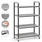 Thumbnail image #3 for Cambro Camshelving® Elements EXU244872V4480 4-Tier Vented Polymer Shelving Starter Unit, 24 x 48 x 72 in, Speckled Gray