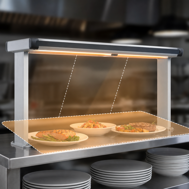 Product image #3 for Hatco Glo-Ray® Designer Dual Strip Heat Lamp with Lights, 27-1/2-Inch Wide, Aluminum