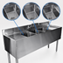 Thumbnail image #3 for Choice Three Compartment Underbar Sink Unit, 36-Inch W x 19-Inch D, Stainless Steel