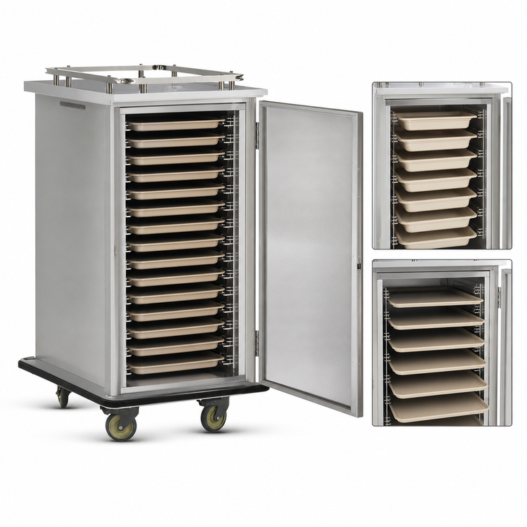 Product image #3 for FWE Mobile Non-Insulated Patient Tray Cart, Stainless Steel, 14-Tray Capacity