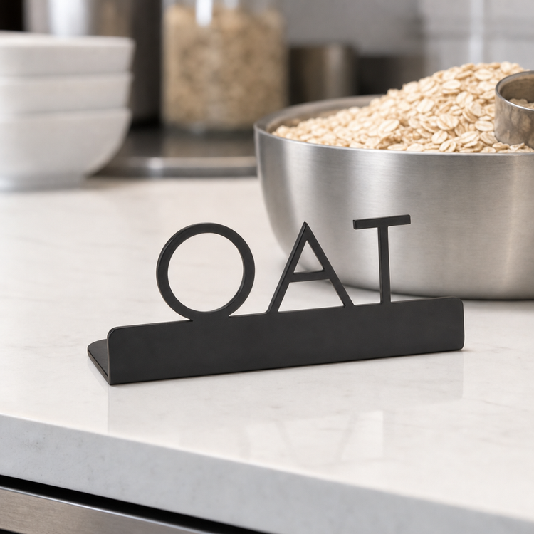 Product image #4 for American Metalcraft Black Stainless Steel Oat Table Sign, 1-1/4 Inch High