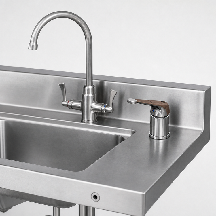Product image #3 for T&S Brass B-2742-LH Single-Lever Side Mount Manual Faucet with Swivel Gooseneck and Long Handle
