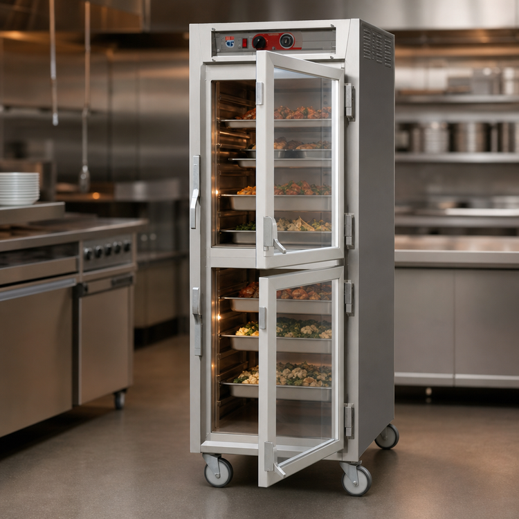 Product image #3 for Metro C5 6 Series Insulated Full-Height Mobile Heated Holding Cabinet with Dutch Clear Glass Doors, 34-Pan Capacity