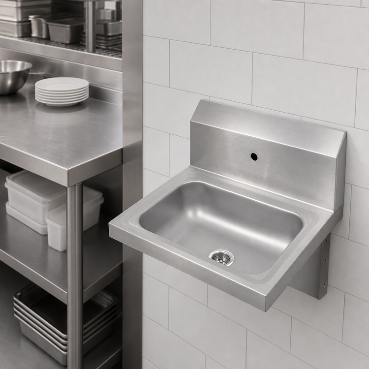 Product image #3 for Pro-Bowl Wall-Mount Stainless Steel Hand Sink with 14 x 10 x 5 Inch Bowl and 3-1/2 Inch Basket Drain