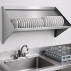 Thumbnail image #3 for Eagle Group 605382-X 63-Inch Wall-Mounted Solid Slanted Dish Table Rack Shelf, Left Drip Tube, 304 Stainless Steel