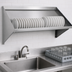 Thumbnail image #3 for 63-Inch Wall-Mounted Solid Slanted Dish Table Rack Shelf, Left Drip Tube, 304 Stainless Steel