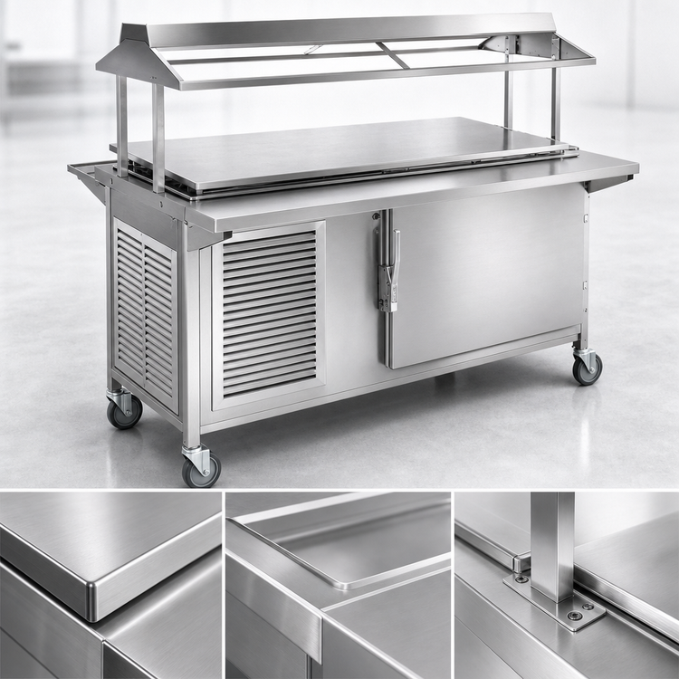 Product image #3 for Atlas Metal CAFB-4 63-3/4" Mobile Refrigerated Frost Top Serving Counter with Base