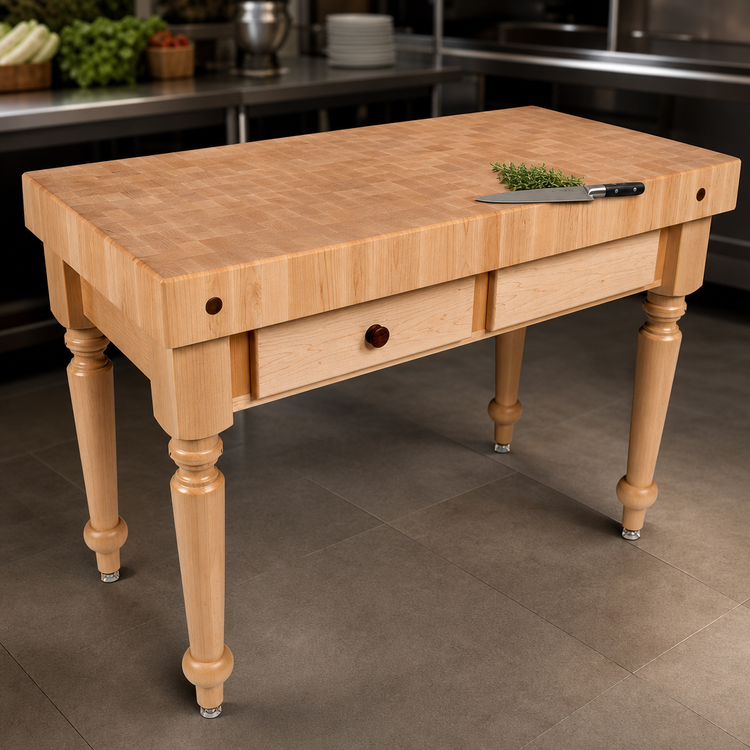 Product image #4 for John Boos Cucina Rustica 30-Inch x 24-Inch Butcher Block Work Table with 4-Inch End Grain Maple Top and 1 Drawer