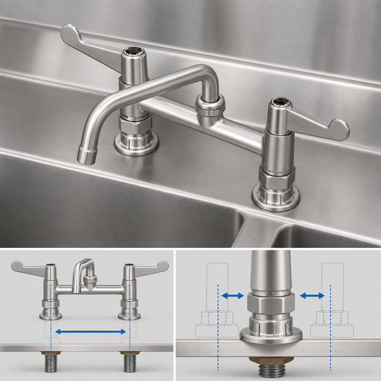 Product image #3 for Equip 8-Inch Deck Mount Mixing Faucet with 8-Inch Swing Nozzle and Wrist Handles