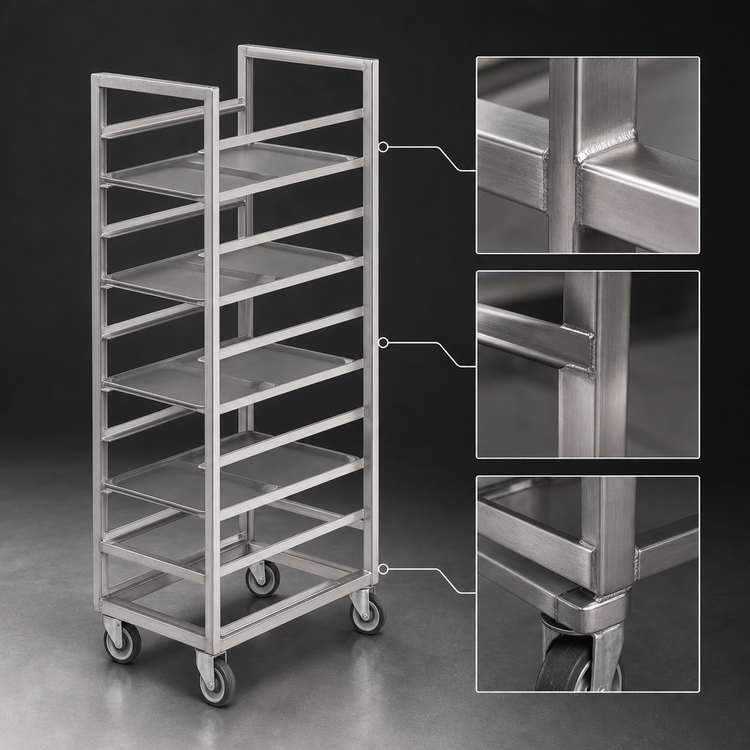 Product image #3 for Channel Stainless Steel Single-Section End-Load Cafeteria Tray Rack for 15 x 20 Trays, 64-Inch High
