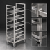 Thumbnail image #3 for Channel Stainless Steel Single-Section End-Load Cafeteria Tray Rack for 15 x 20 Trays, 64-Inch High