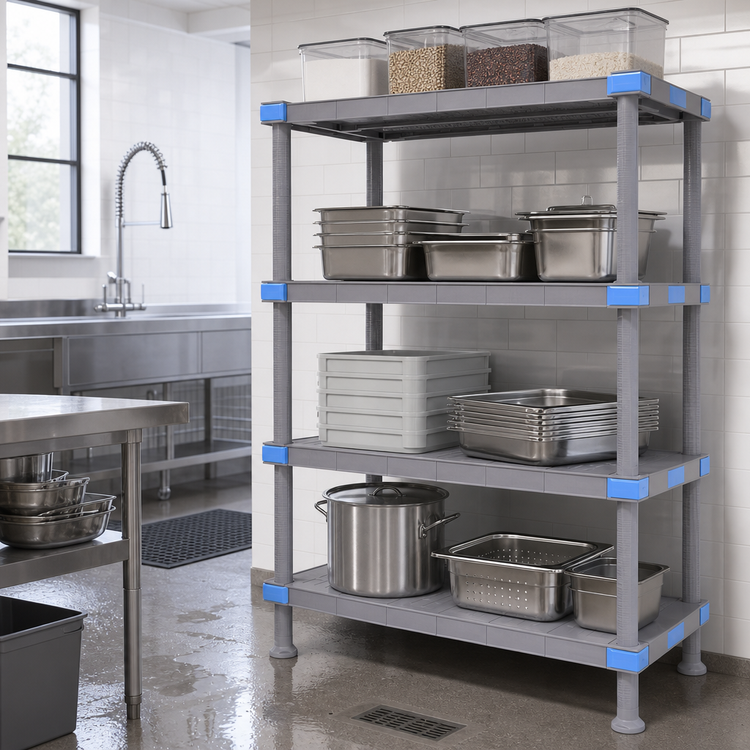 Product image #3 for Quantum Millenia 60"W x 18"D x 74"H Stationary Solid Polymer Starter Shelving Unit with 4 Shelves