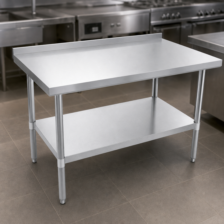 Product image #3 for John Boos Stallion 72-Inch x 18-Inch 18/430 Stainless Steel Work Table with 1-1/2-Inch Backsplash and Undershelf