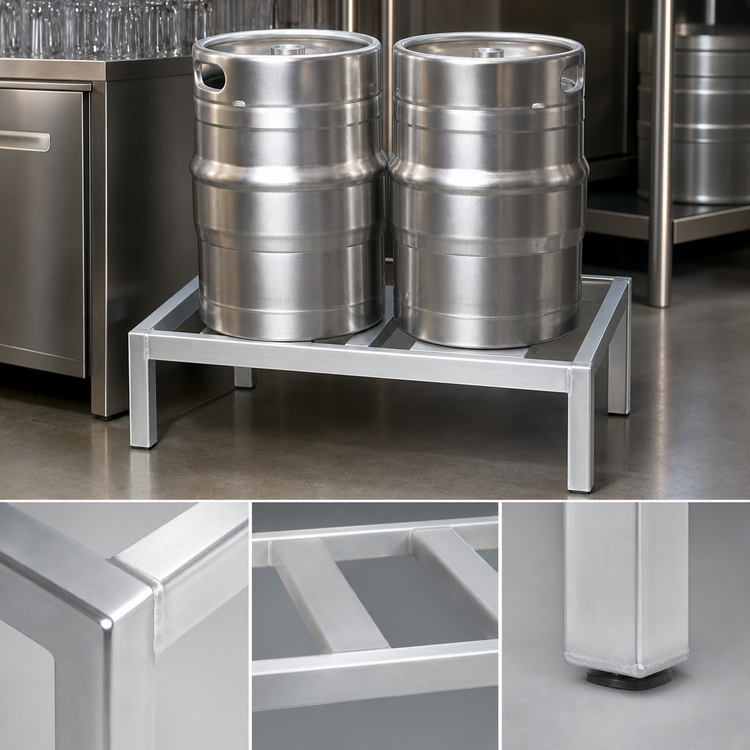 Product image #3 for Channel Manufacturing KDR136 All-Welded Aluminum Keg Dunnage Rack, 36 x 18 x 12 Inches, 2-Keg Capacity