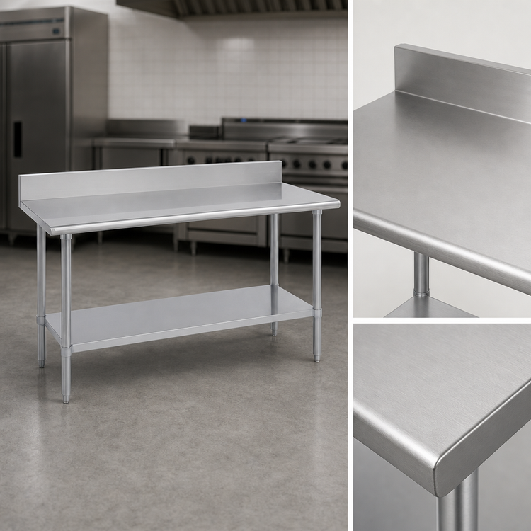 Product image #3 for Duke 144-Inch x 24-Inch Stainless Steel Work Table with 5-Inch Riser and Galvanized Undershelf