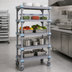 Thumbnail image #3 for Millenia Mobile Polymer Starter Shelving Unit with 5 Open Grid Shelves, 42 x 24 x 74 Inches, Gray