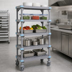 Thumbnail image #3 for Quantum Millenia QPM244274VS-5 Mobile Polymer Starter Shelving Unit, 5 Open Grid Shelves, 42 x 24 x 74 Inches, Gray