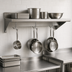 Thumbnail image #3 for BK Resources Economy Wall-Mount Stainless Steel Overshelf with Pot Rack, 48