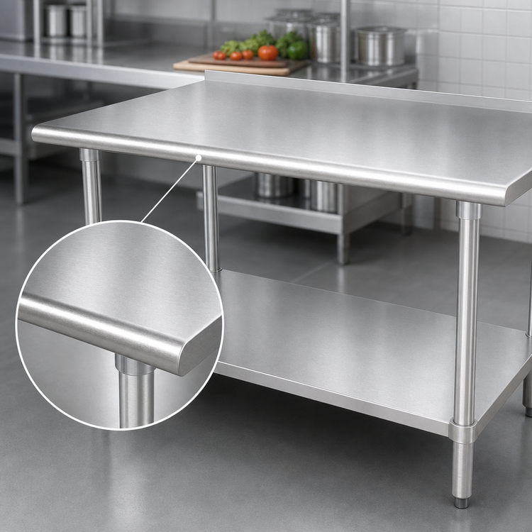 Product image #3 for Advance Tabco 72" x 36" 304 Stainless Steel Work Table with Adjustable Undershelf and 1-1/2" Rear Splash