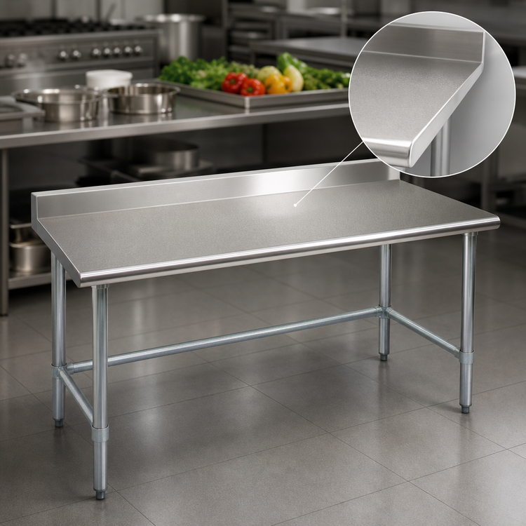 Product image #3 for Eagle Group Spec-Master 30-Inch x 24-Inch Stainless Steel Work Table with 1-1/2-Inch Rear Upturn and Galvanized Tubular Base