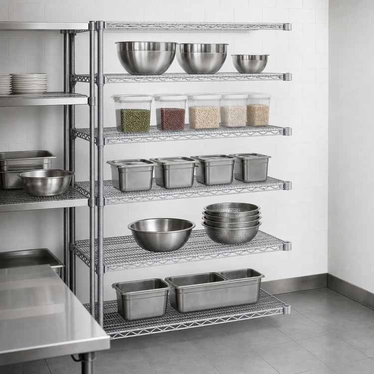 Product image #3 for EAGLEbrite 5-Tier Add-On Wire Shelving Unit, 36W x 24D x 86H, Zinc Finish