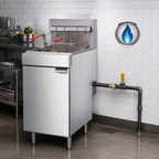 Thumbnail image #3 for Hurakan by Equip.me HKN-FXF40E A/W Heavy-Duty Range-Match Floor Model Natural Gas Fryer, 40 lb., Stainless Steel Tank