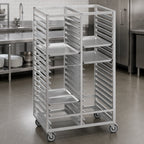 Thumbnail image #3 for Channel Manufacturing 468S Double-Section Stainless Steel Cafeteria Tray Rack, 40-Tray Capacity, 15 x 20 in Trays, 45 x 30 x 70 in