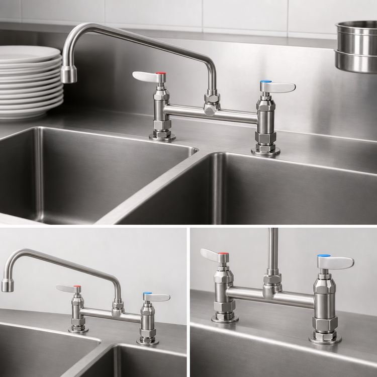Product image #4 for EverSteel Double Pantry Deck-Mount Mixing Faucet, 8-Inch Centers, 12-Inch Swing Nozzle