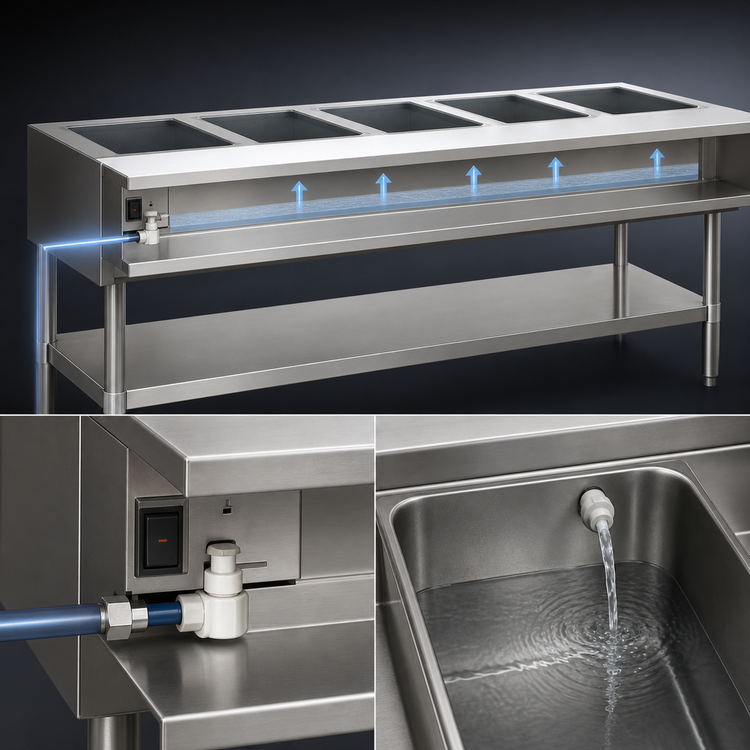 Product image #3 for Eagle SWT5-240 Water Bath Hot Food Table with AutoFill, 5-Well, 79"W